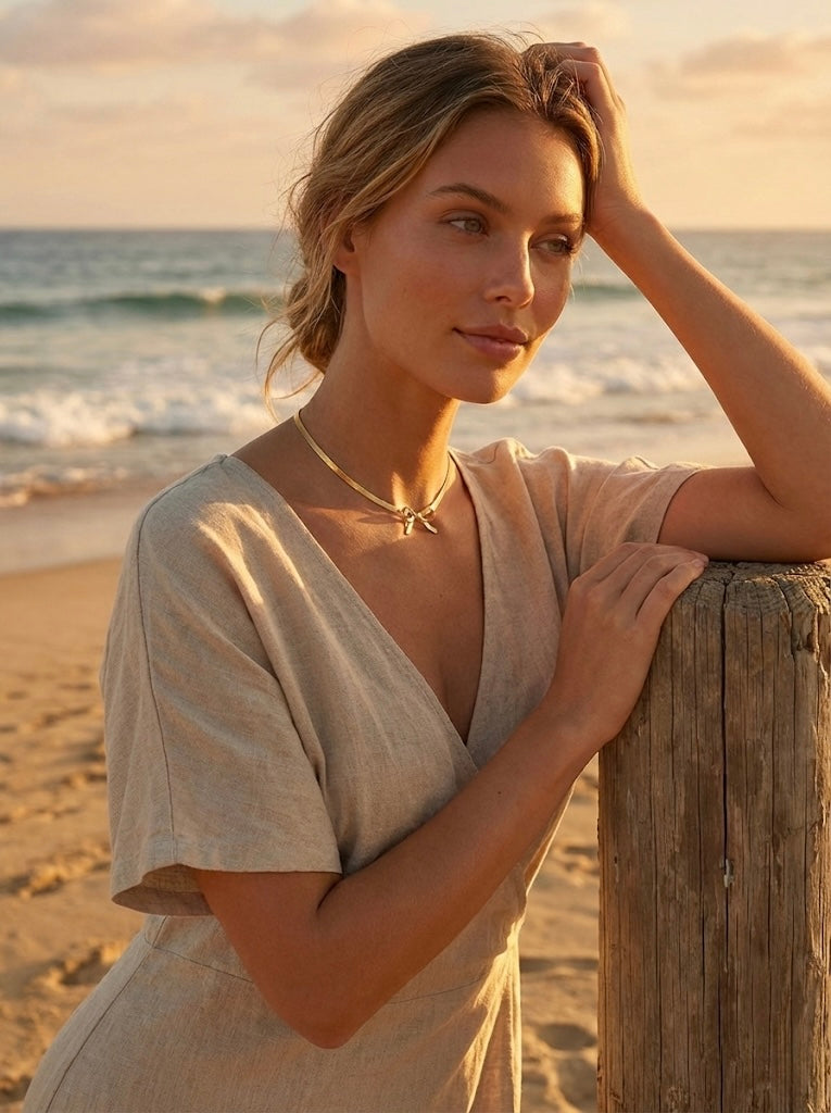 Dainty Gold Bow Choker