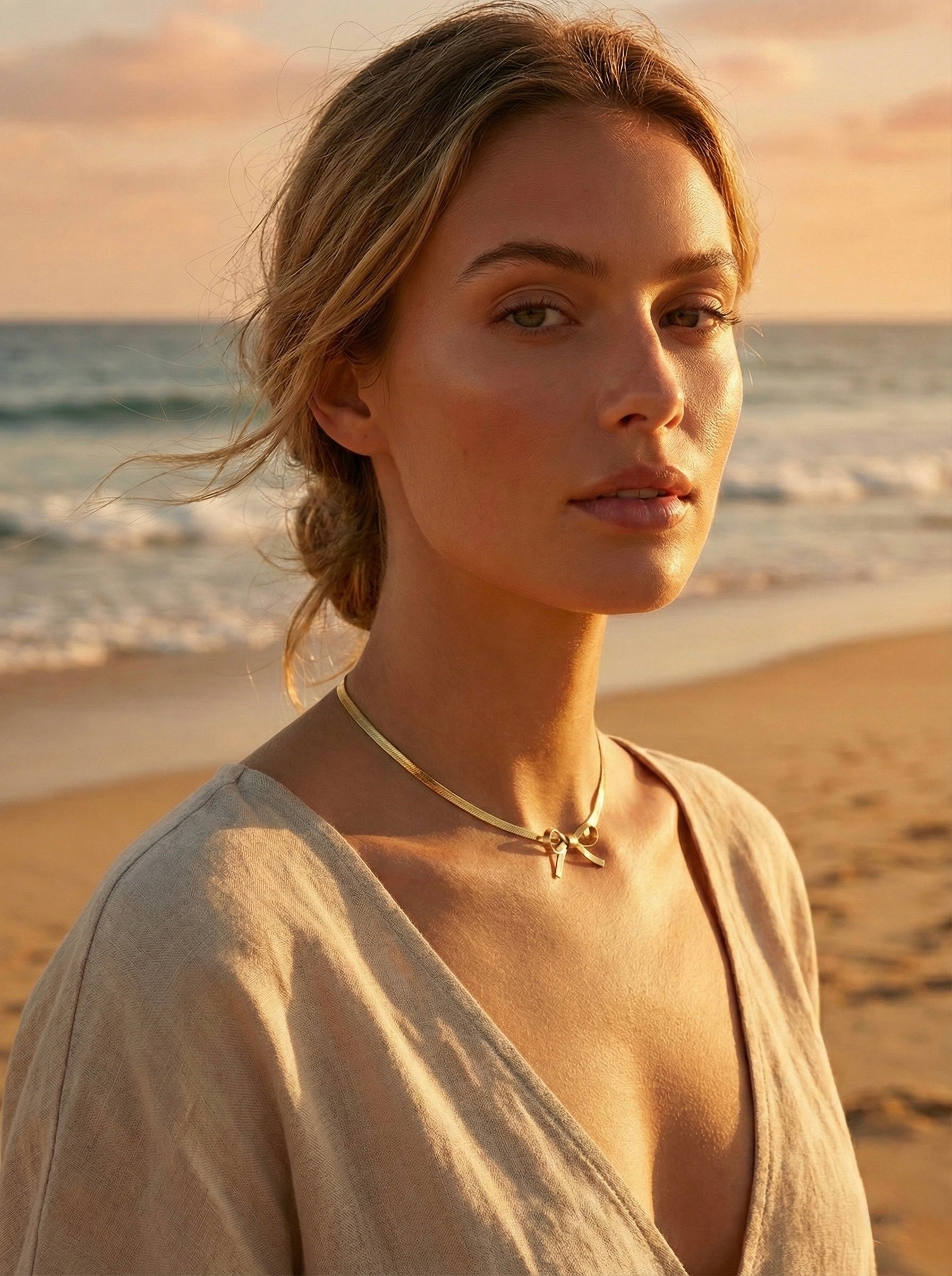 Dainty Gold Bow Choker